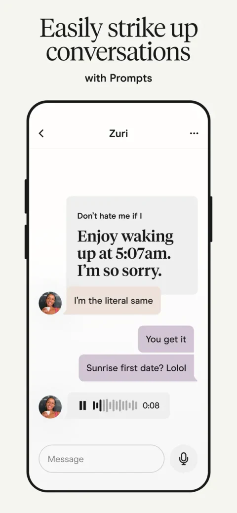 Hinge: Переписка по ответам в анкете